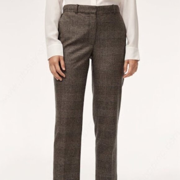 Aritzia Wilfred Gimont Pant Plaid Wool Crop Trousers Straight Leg checkered 6 - Picture 5 of 16